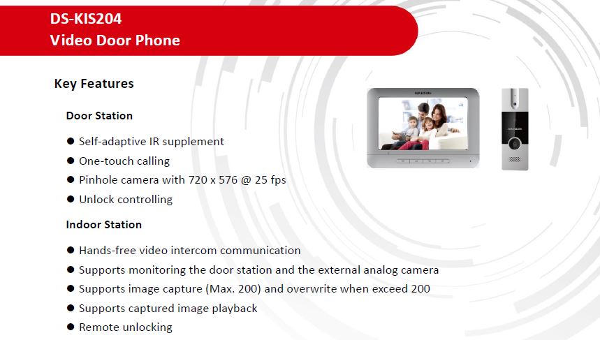Hikvision DS-KIS204 Video Intercom Kit VIDEO DOOR PHONE
