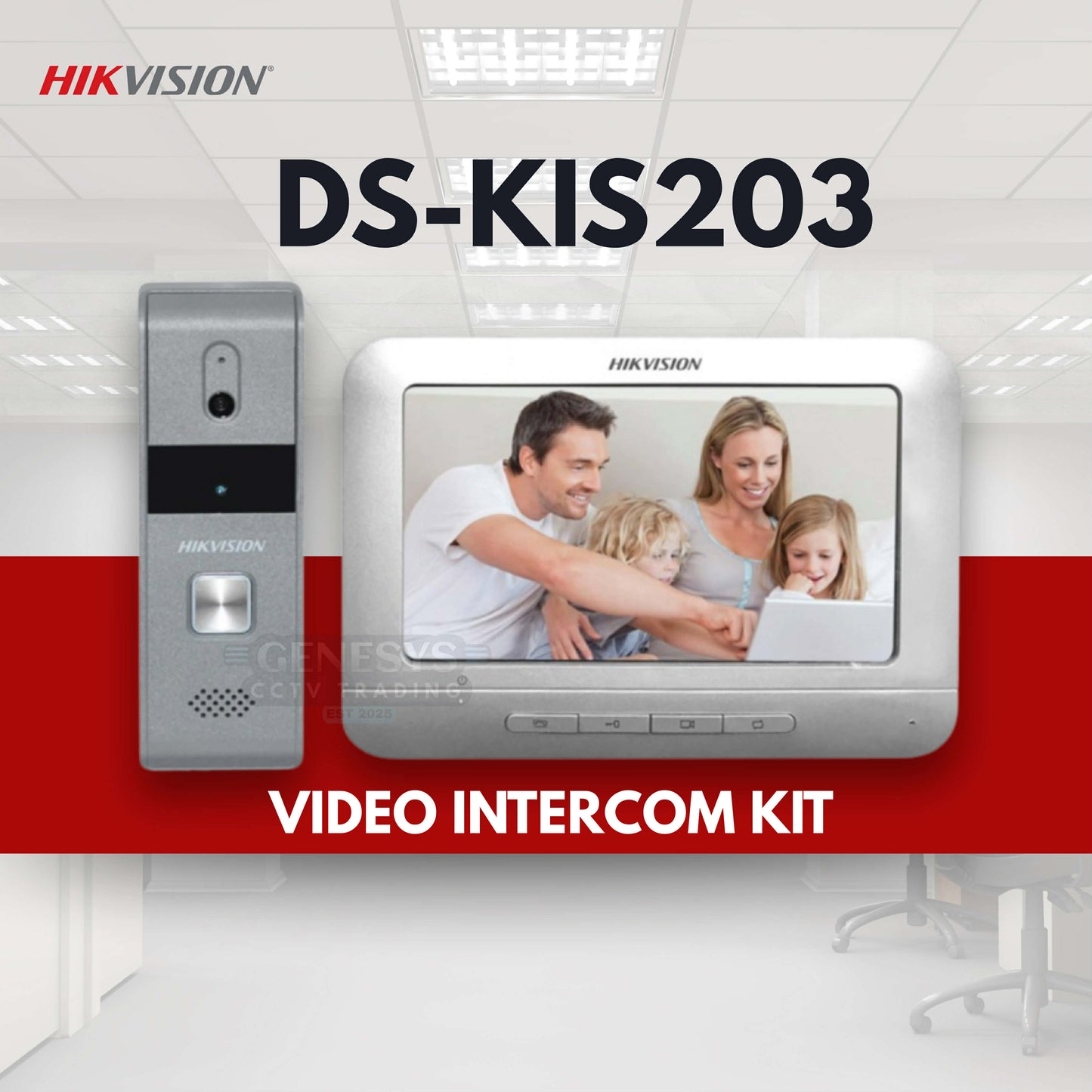 Hikvision DS-KIS203 Video Intercom Kit (7-Inch Indoor Monitor + Door Station)
